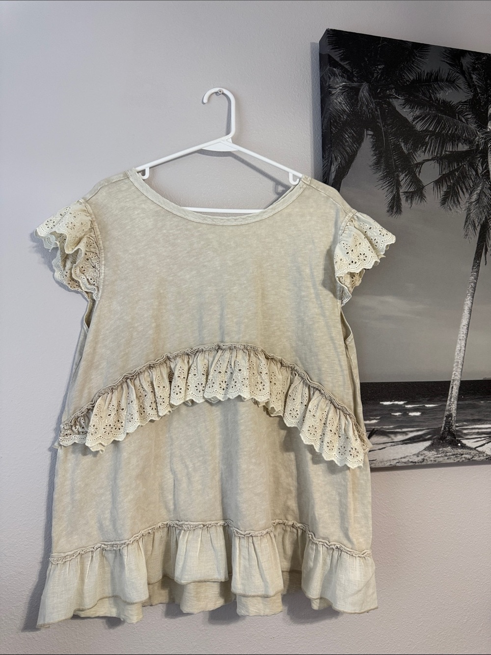 Three Bird Nest Boho Ruffle Eyelet Top